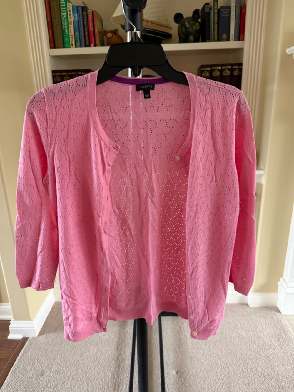 Talbots Women's pink pointelle cardigan